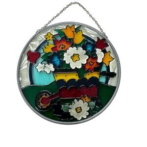 Joan Baker Designs Handpainted Sun Catcher Home Decor Flower Basket Colorful